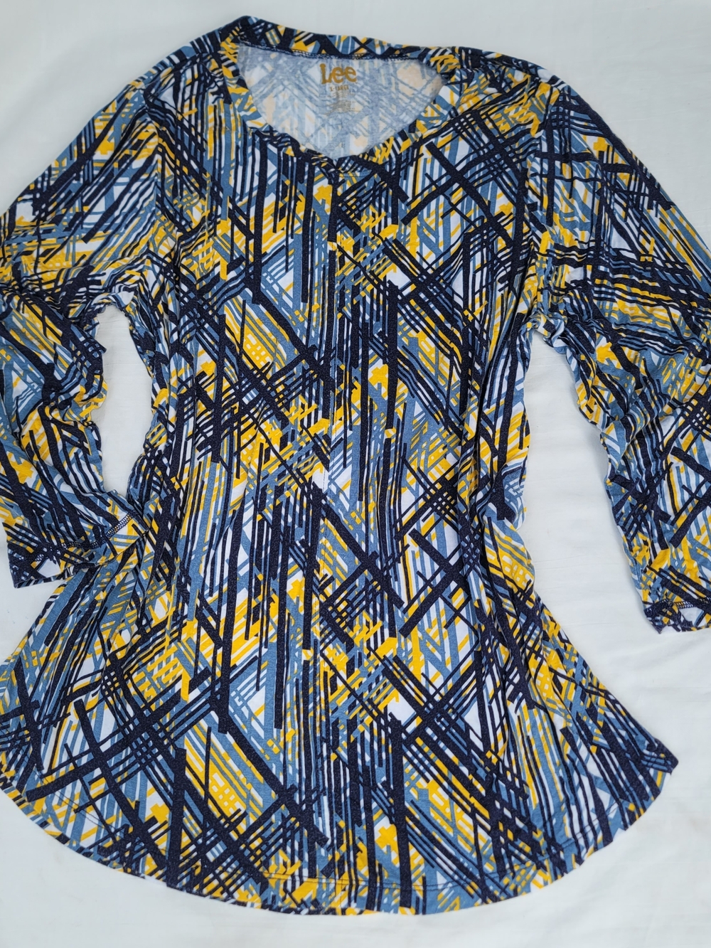Lee Women's Navy, Light Blue & Yellow Abstract Print Tunic